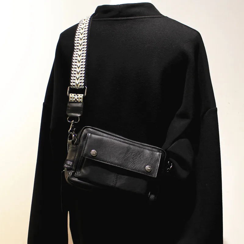 Street Style Youth Men's Crossbody Bag Threebox Messenger Small Phone Bag Casual Diagonal Bag Soft PU Leather Shoulder Bag