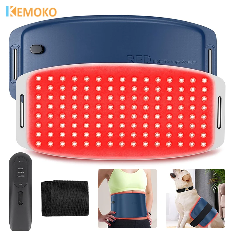 KEMOKO-almohadilla de terapia de luz infrarroja roja, 120 LED, dispositivos de belleza de 660nm y 850nm, almohadilla térmica para aliviar la cara y el cuerpo, la espalda, la rodilla, las manos y los pies