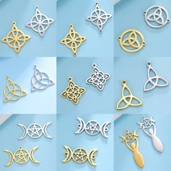EUEAVAN 5pcs Witch Knot Stainless Steel Charms Irish Celtics Knots Charm Pendant for Bracelet Necklace Amulet Jewelry Making