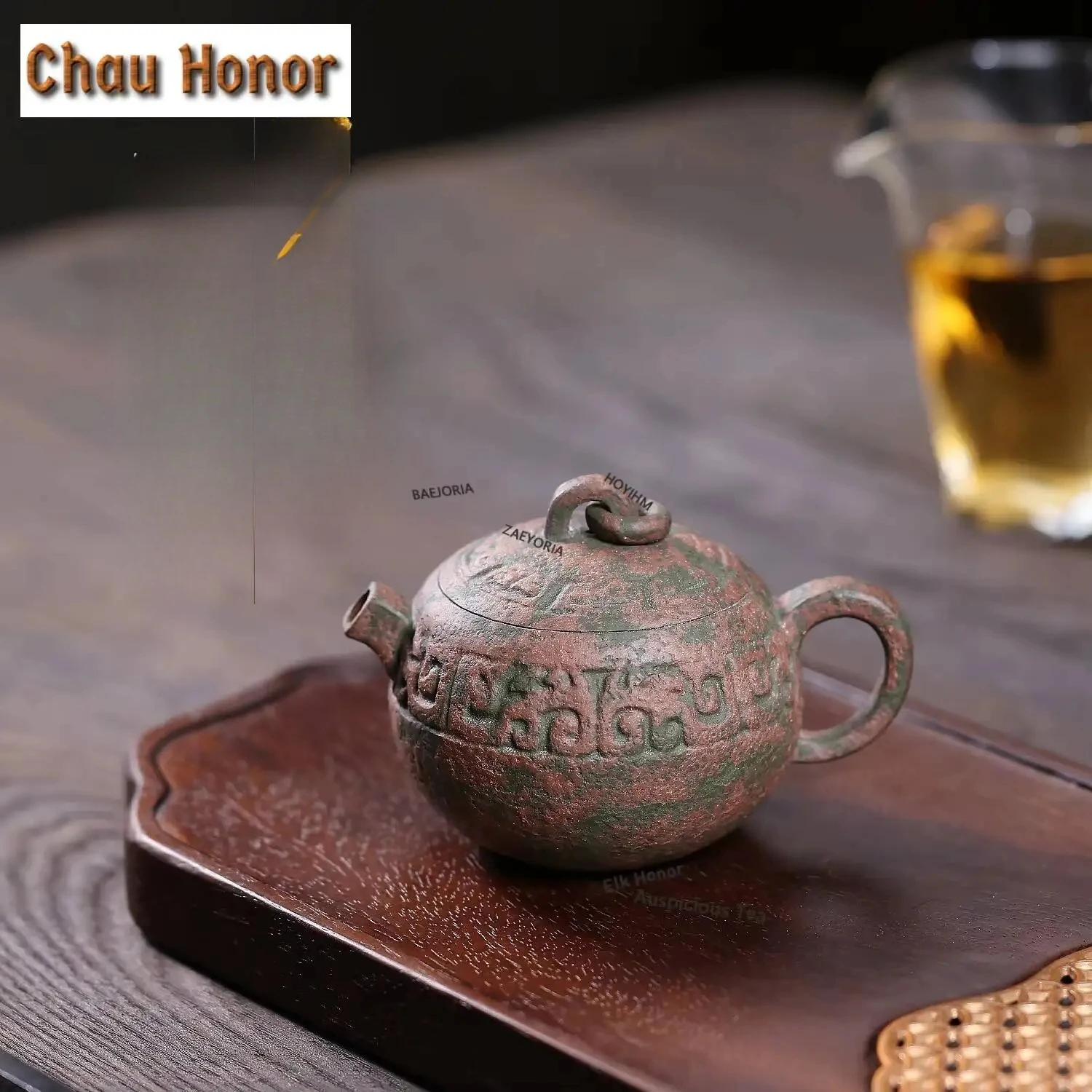 ZAEYORIA 150ml Aesthetic Yixing Purple Clay Teapots Handmade Bronze Xishi Pot Raw Ore Section Mud Kettle Zisha Tea Set Tea Items