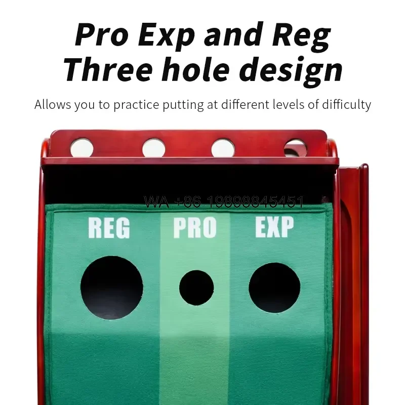 Wmwmnu for Gift Set Custom Logo Green Durable Wooden Grass Putting Trainer 2 Holes Outdoor Indoor Auto Return