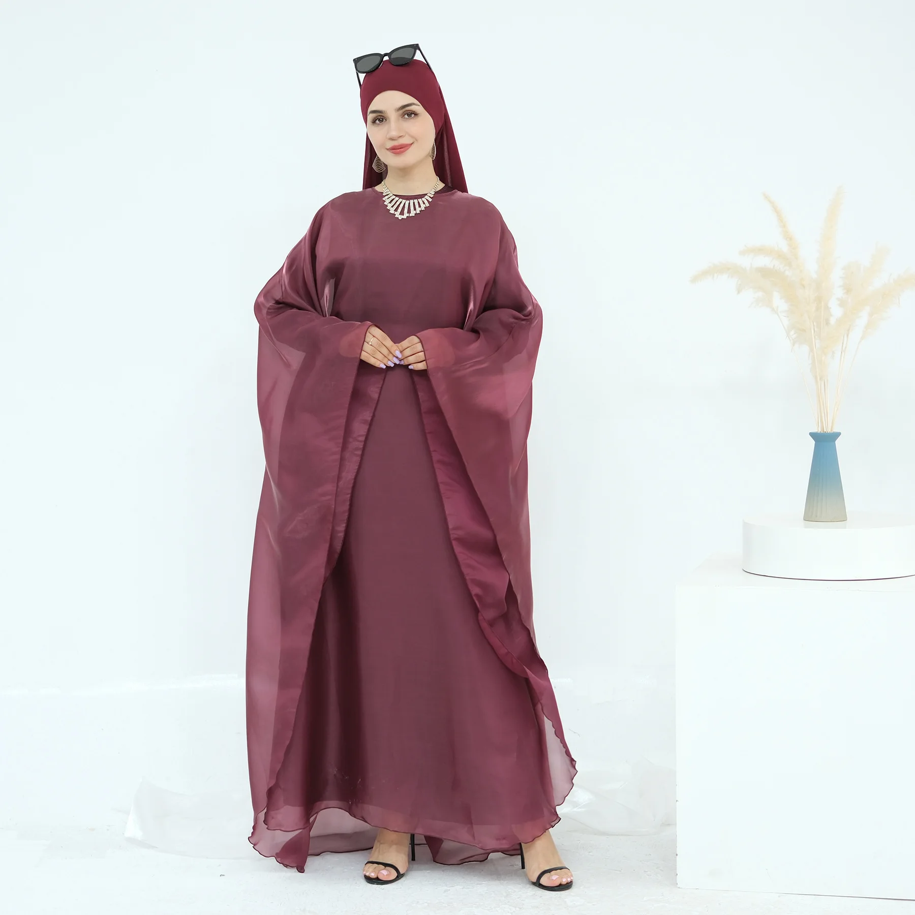 

Butterfly Satin Abaya Dubai Luxury Muslim Party Dress Abayas for Women Kebaya Kaftan Robe Caftan Islamic Clothes Turkey Dresses