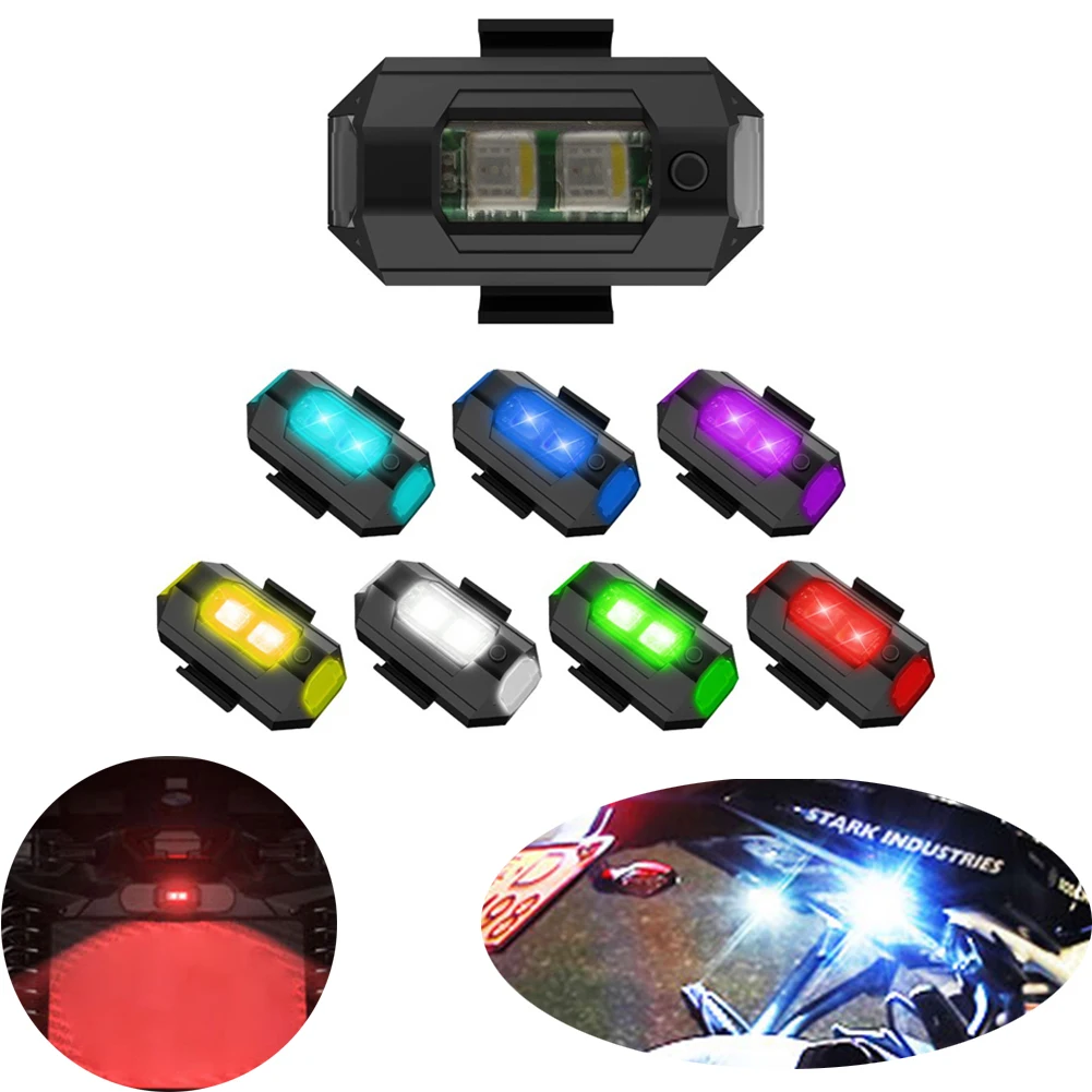 Motorcycle Drone Strobe Lights Rechargeable 5V USB LED Mini Flashing Warning Signal Indicator Light Anti-Collision 7 Colors