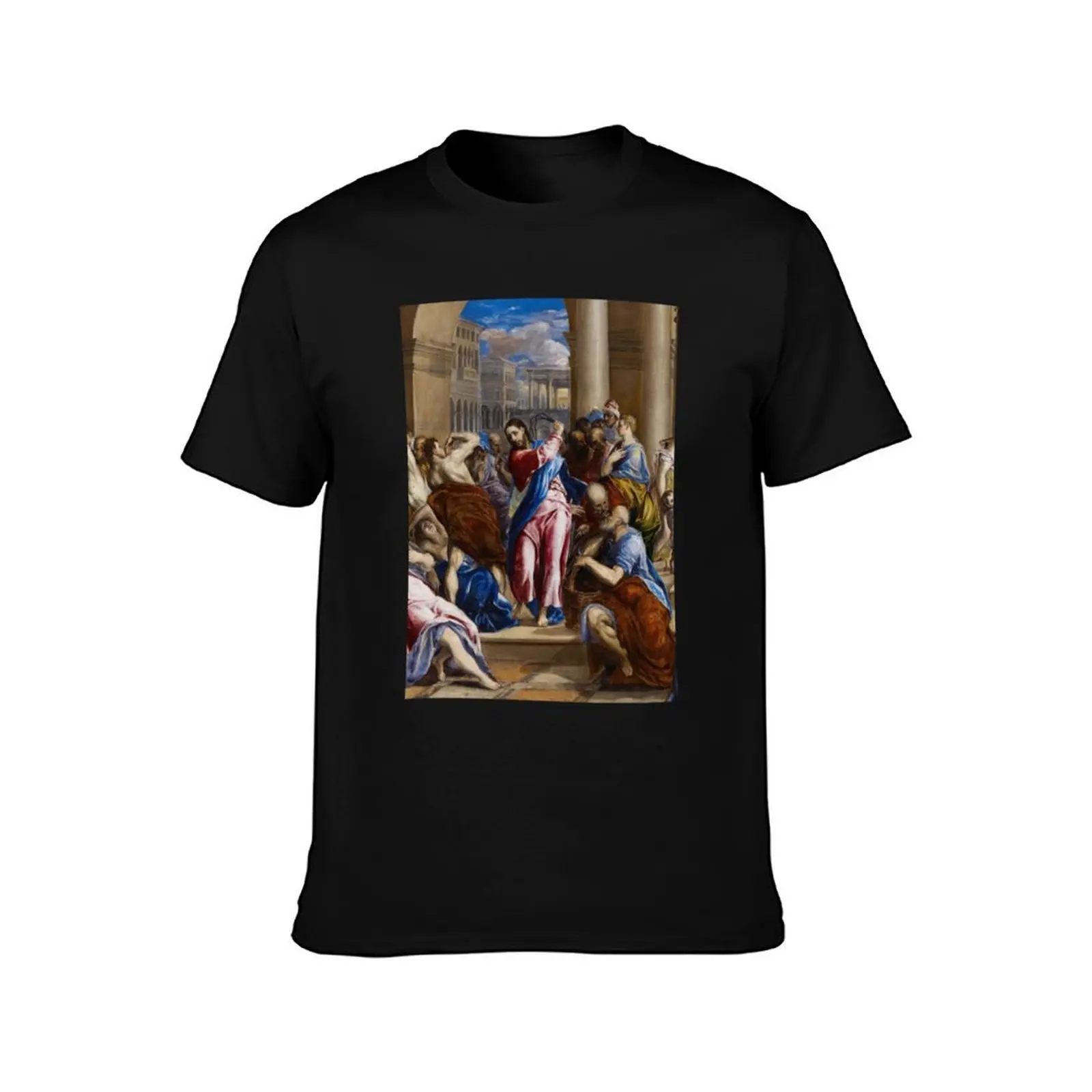 Jesus Christ Driving the Money Changers from the Temple Christian art painting by El Greco Cleansing of the Temple 1600A T-Shirt