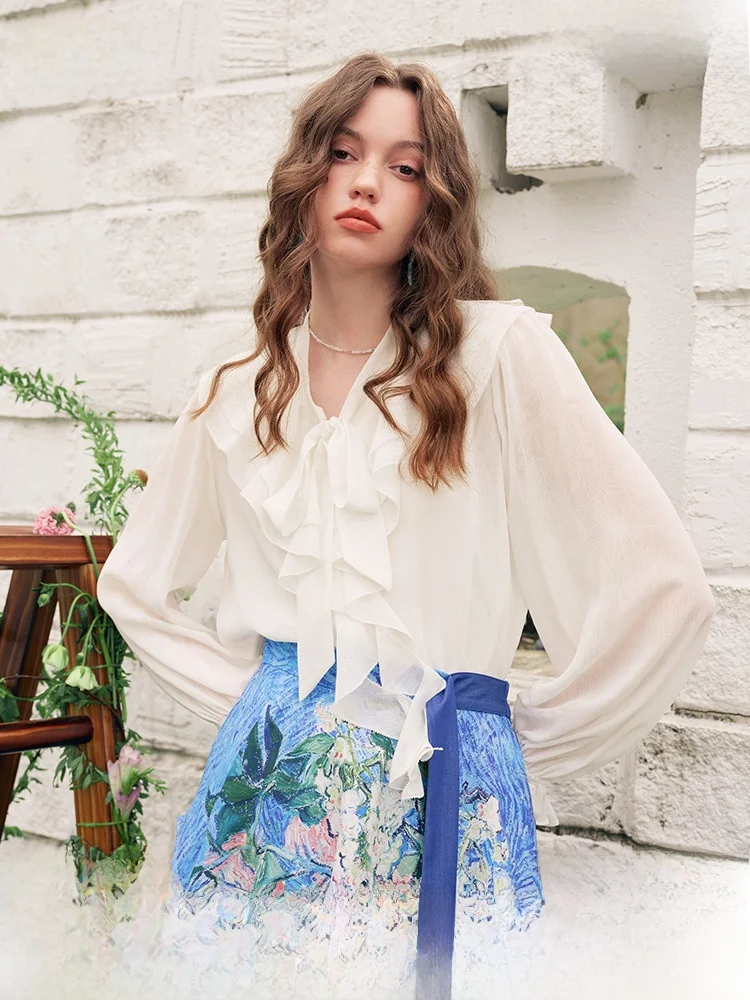 

Tuo Zhi San Summer New Sle Long Sve irt Women's Loose Fit French Sle Polyester Fabric Breathable Skin-Friendly Two-P...