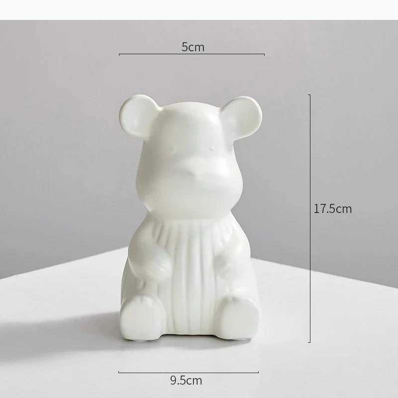 Florero de cerámica de oso, adorno para mesa de comedor, arreglo floral, utensilios, florero hidropónico, decoración estética para sala de estar