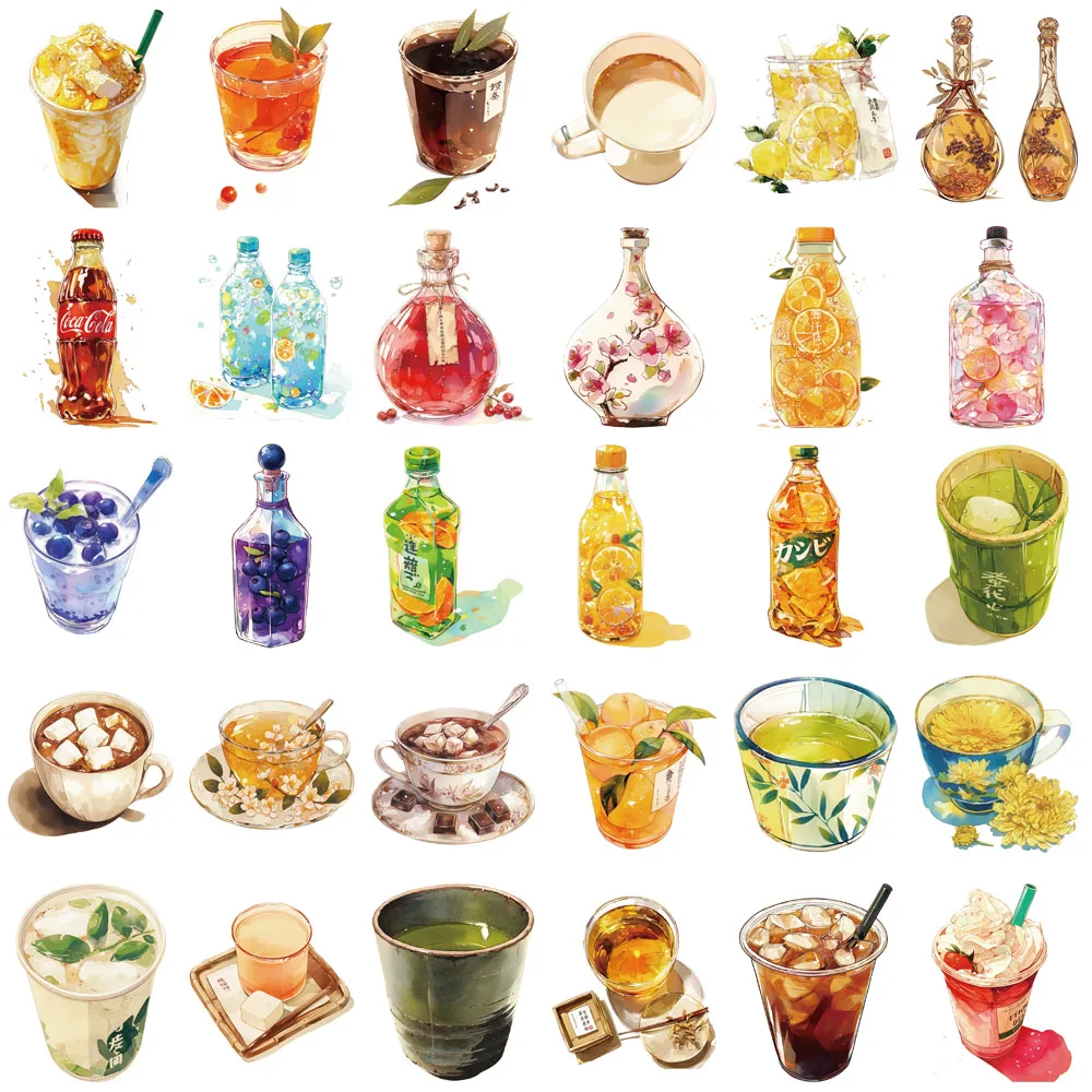 30개 음료 가게 시리즈 DIY 스티커 노트북 커피 폰 인스타일 과일 차 모던 문구 오토바이 감성 스티커
