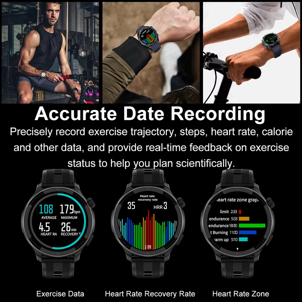 جديد 2025 نظام تحديد المواقع SmartWatch غير متصل الخرائط 4 جيجابايت ذاكرة مشغل فيديو الرياضة العسكرية سوار ذكي الرجال 50 متر السباحة مقاوم للماء الياقوت