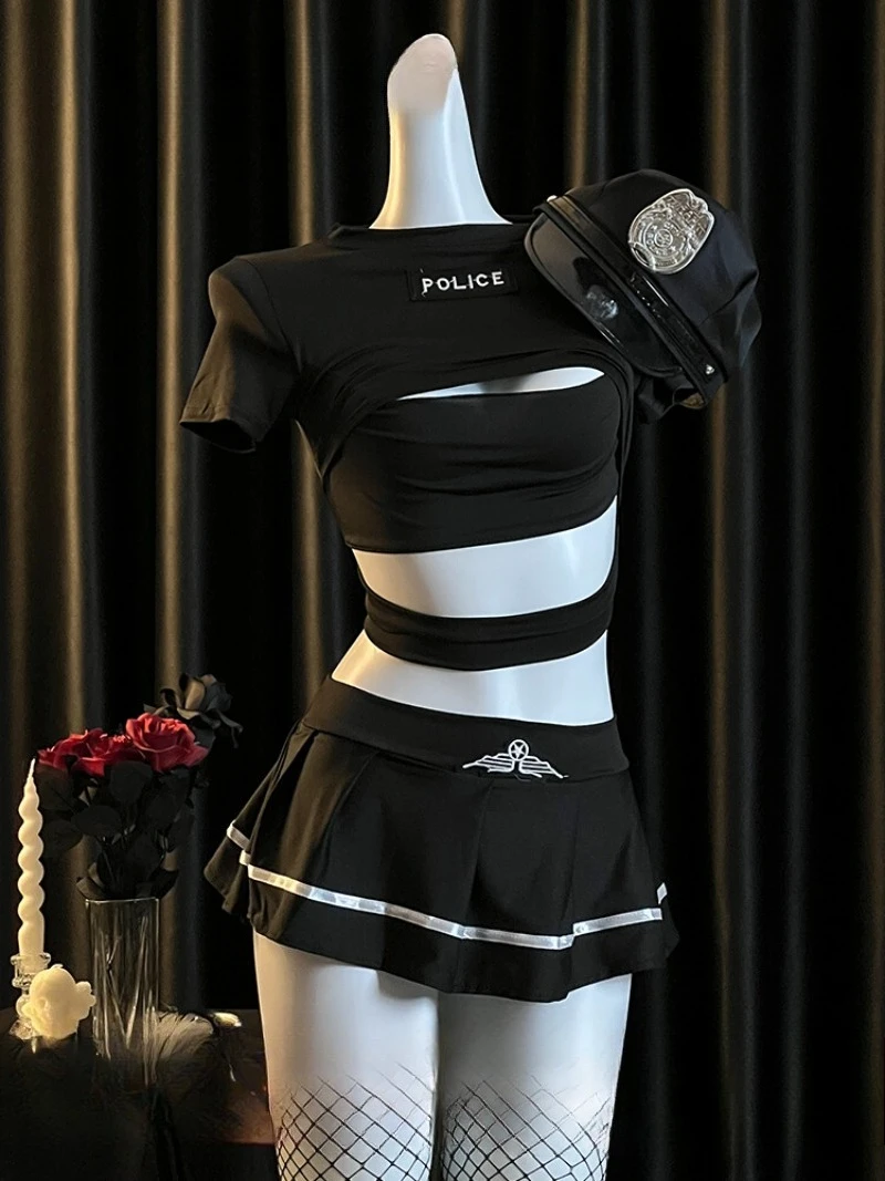 

Новый сексуальный и популярный укороченный топ для женщины-полицейского, комплект короткой юбки в чистом и соблазнительном стиле, идеально подходит для ролевых игр и романтических дат