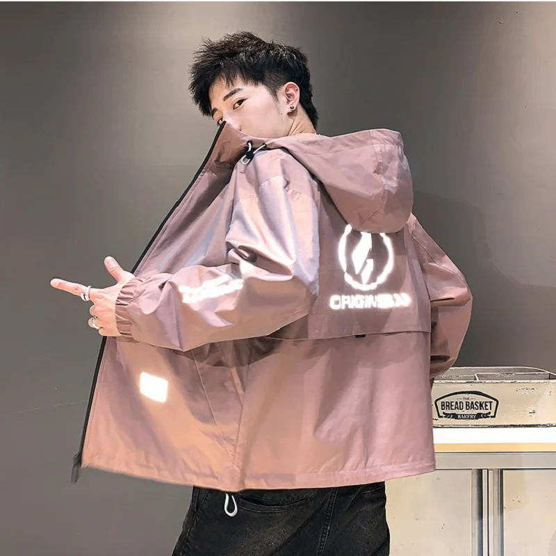 

Korean Casual Gradient Hooded Jacket Men's Spring and Autumn 2021 Trend Youth Workwear Jacket Windbreaker Plus Size Clothes