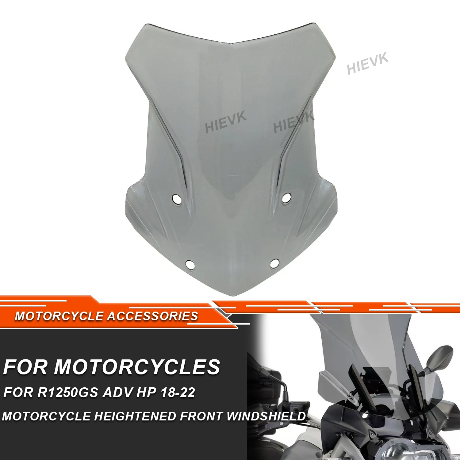 

For BMW R1250GS ADV 2018-2022 Motorcycle Touring Windshield ABS Windscreen Heighten Wind Screen Deflector Protector