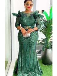 Plus size vestidos de noite para mulheres africano luxo lantejoulas vestido elegante turquia festa de casamento vestido longo ancara roupas femininas