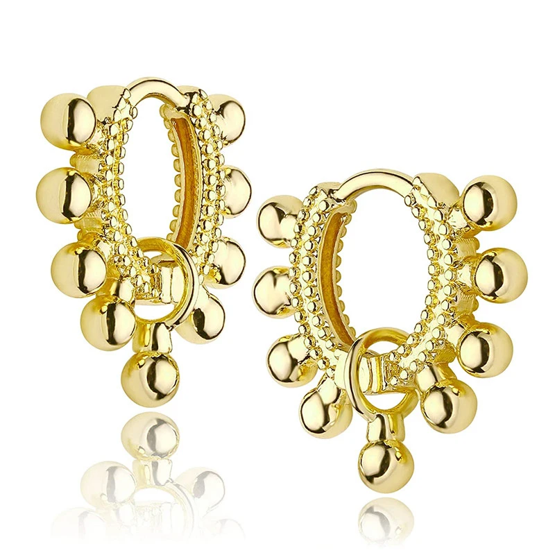 Huitan Trendige Perlen-Creolen für Damen Metallischer Stil Minimalistische Ohrringe Modischer Vielseitiger Schmuck Dropshipping