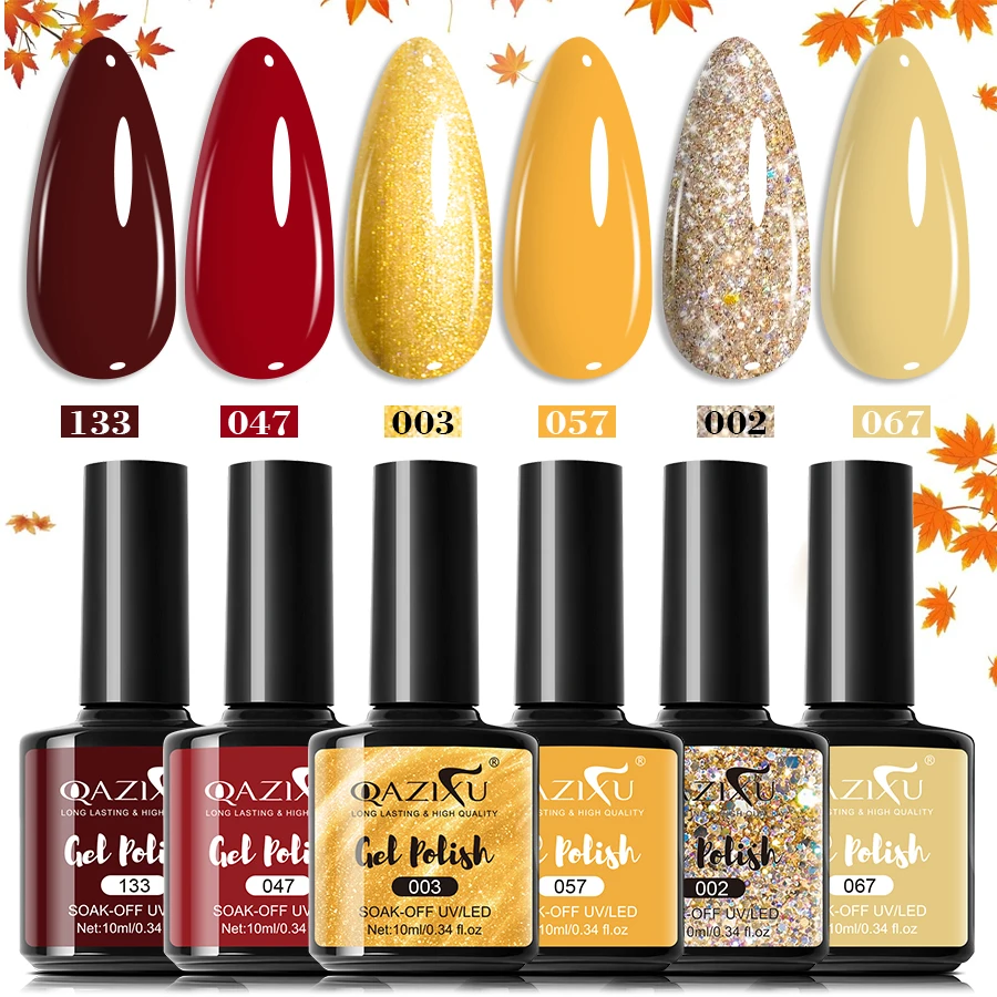 

6шт красный желтый гель-лак для ногтей - полуперманентный замачиваемый УФ-светодиодный маникюр для дизайна ногтей - для дома и салона, подарок для женщин