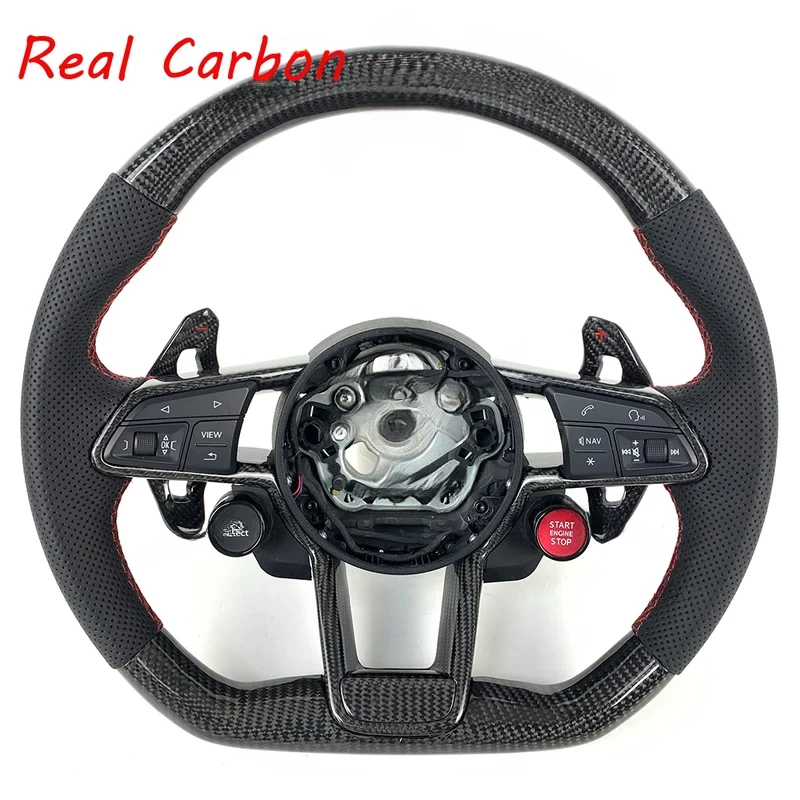 For Audi RSQ7 RSQ8 RS3 RS4 RS5 RS6 RS7 R8 TT A3-A8 S3-S8 2010-2024 Exact Fit Carbon Fiber Steering Wheel with Shift Paddle