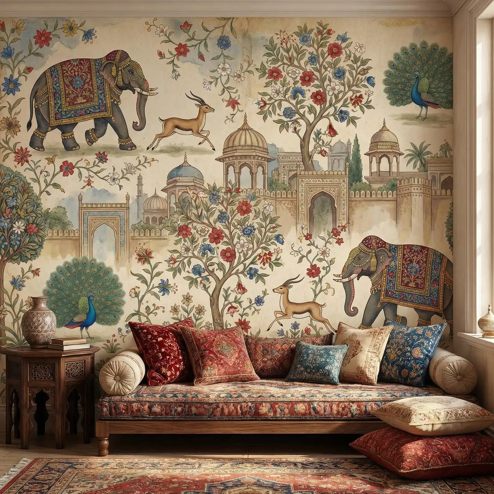 Customized Wallpaper Vintage European Architecture Elephant Flower Wallpaper Living Room Bedroom Dining Room 3d wallpaper