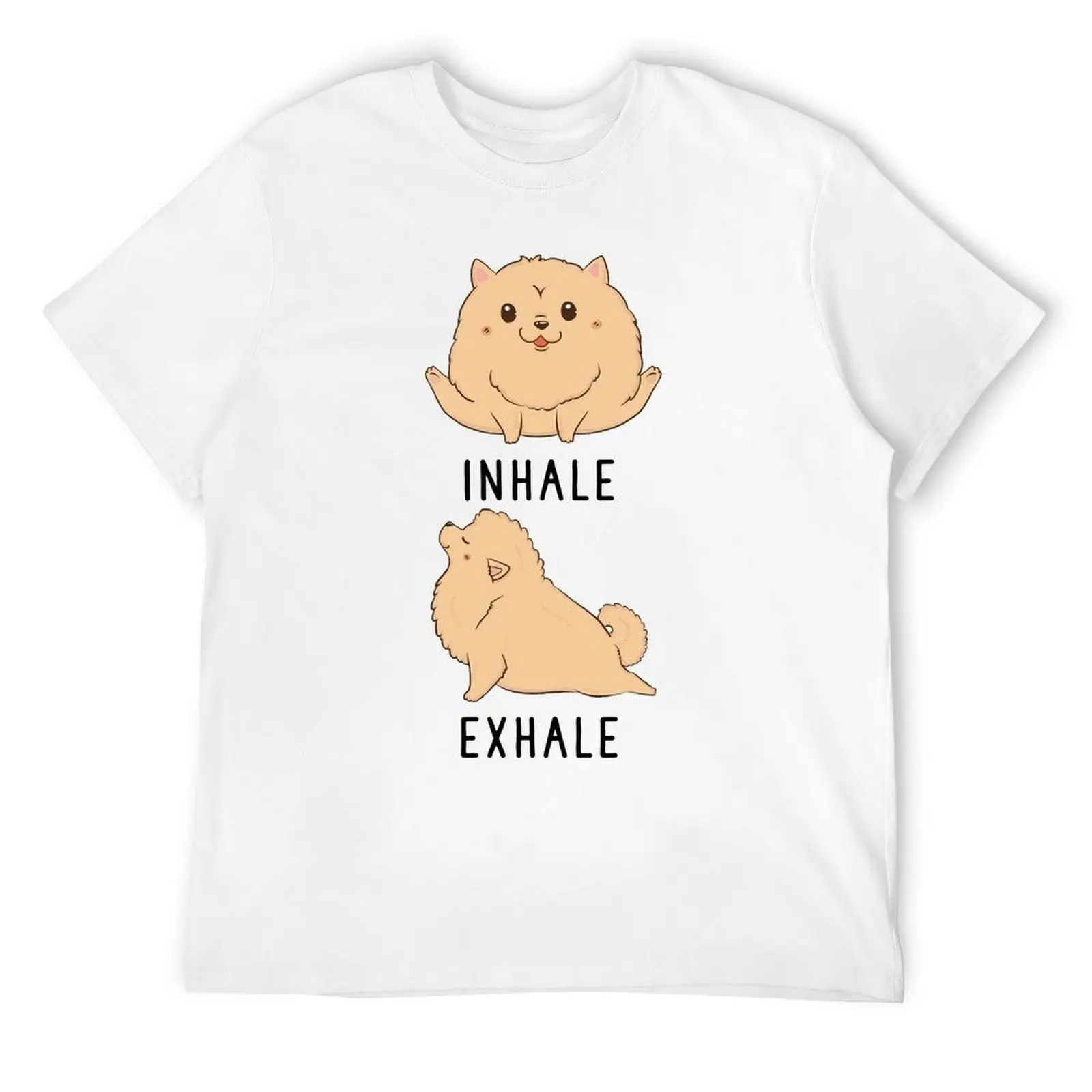 Round Neck Inhale Exhale Pomeranian Yoga For Sale T-shirt  Motion Top Tee Classic Humor Graphic Leisure Eur Size