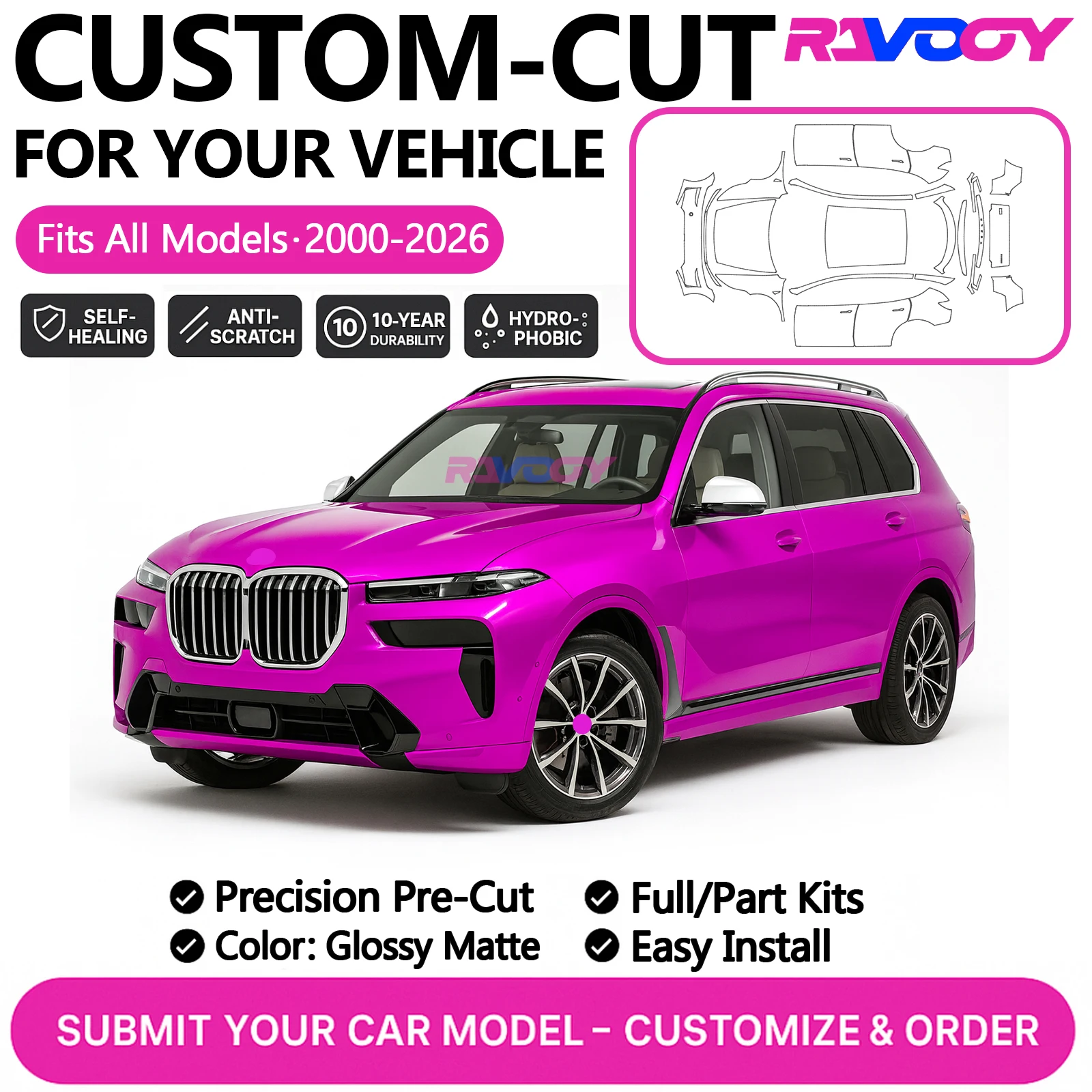 

Custom Precut PPF Kit For BMW X3M X5M X6M X7M 2024–2026 Paint Protection Film Gloss Matte Front bumper full car door front Kit