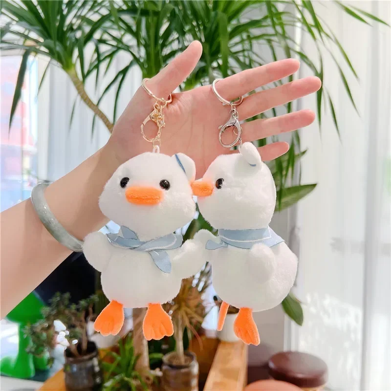 14cm Anime Keychain Cute Little Yellow Duck Pendant Plush Toy Doll Net  Mini Bag Pendant Keychain Doll  Gift