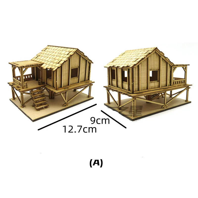 Kit Modello Puzzle in Legno 1/72 per Assemblaggio Fai-da-Te di Case e Templi del Sud-Est Asiatico e del Medio Oriente