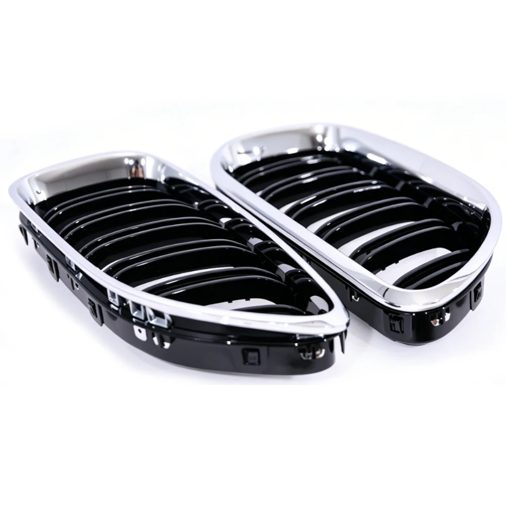 For BMW 6 Series F12 F13 F06 2011-2017 M6 Style Double Chrome Black Front Grilles, Kidney Grille Fit 640i 650i CarAccessories
