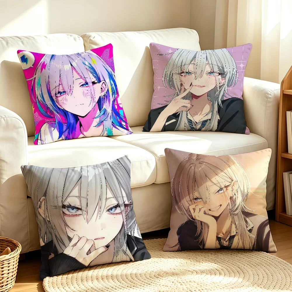 Manga H-Haimiya Senpai is Scary Cute cushion cover Soft Smooth Pillow Case Hidden Zipper Washable Decorative Couch Office Gift