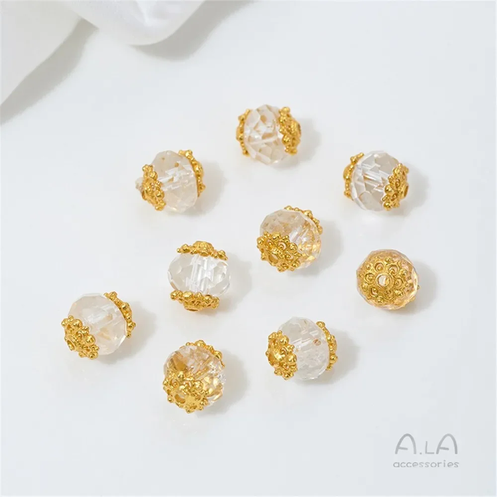 Z436 الذهب الرملي مطعمة كريستال أبيض طبيعي، جمشت، دلو مطرز، القرع، قلادة قطرة الماء، مجوهرات وإكسسوارات #5