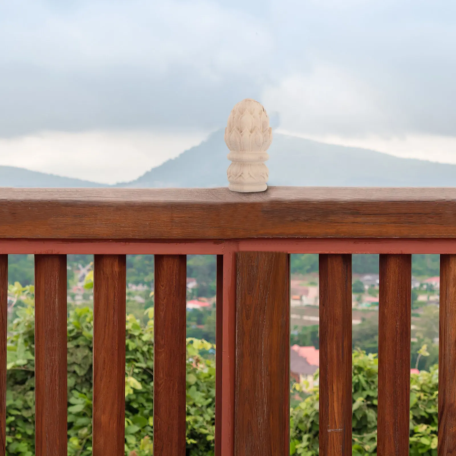 Wood Fence Post Topper Decorative For Stair Railing Decoration Outdoor Decor Staircase Finial Carved