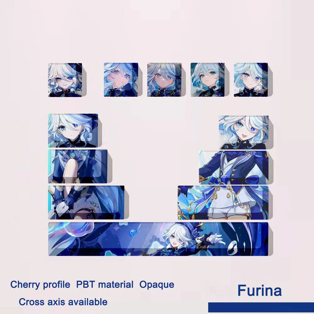Genshin Impact PBT Keycap Cherry Profile For Mechanical Keyboard Dye Sublimation Cute Anime Gaming Backlight DIY 12 Key Caps Set