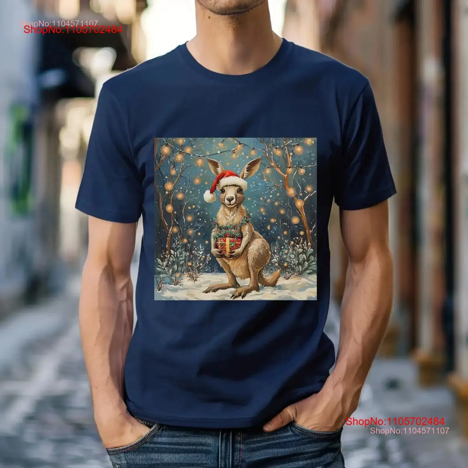 Kangaroo s Merry MomenT T Shirt Christmas Theme Animal Art Santa Ideas vintage Washed Versatile Comfortable