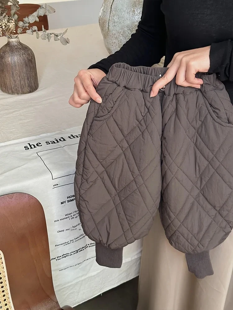 2-8Years Toddler Baby Winter Cotton Padded Warm Pants for Girls and Boys Children Loose Casual Snow Trousers with Pockets 4 5 6