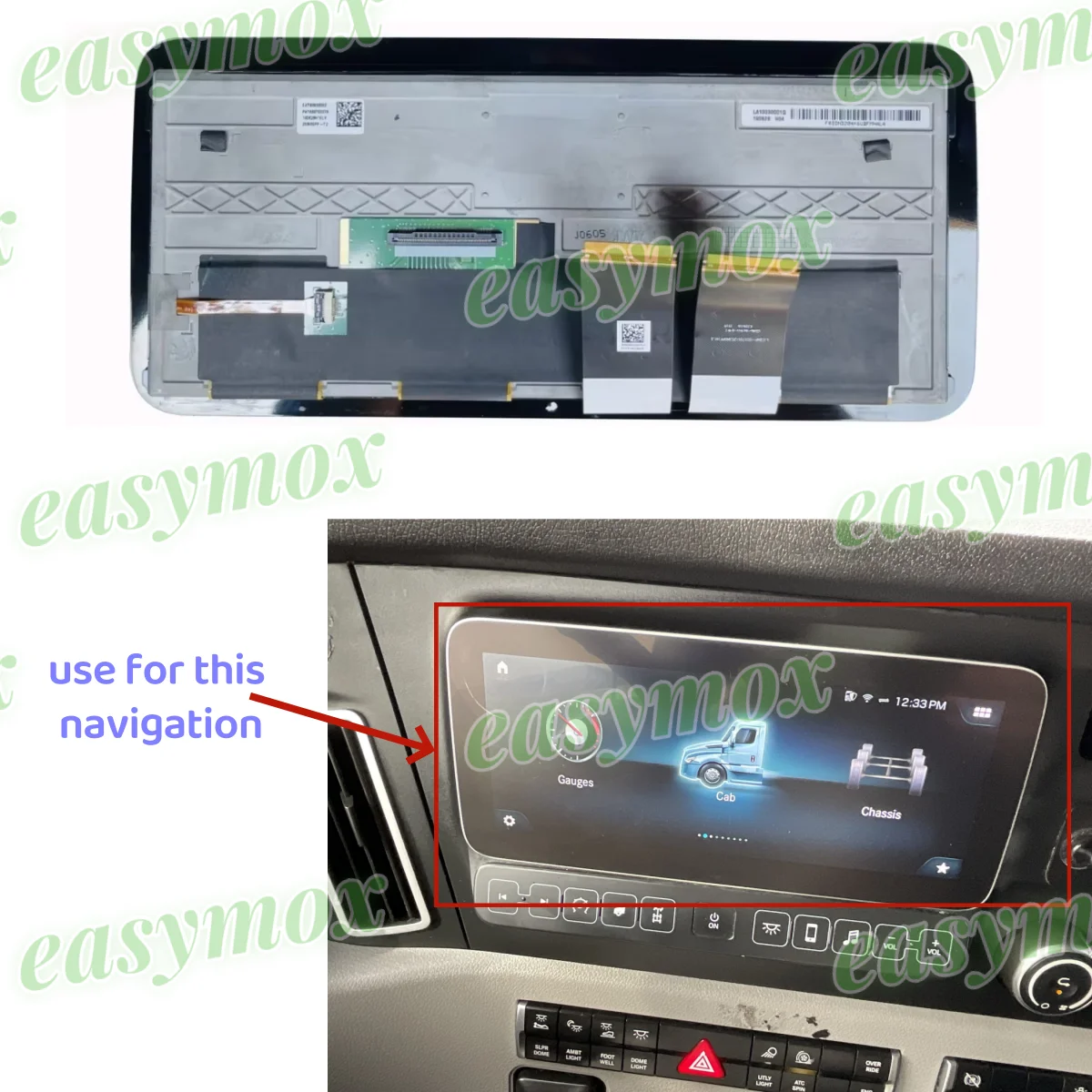 10.25 Inch LCD Display for  2019-2023 FREIGHTLINER CASCADIA 126 Truck Navigation Center Console Infomation ScreenA0004461722