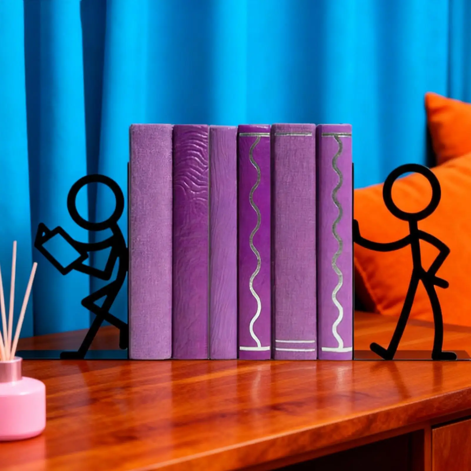 Book Ends for Shelves Metal Abstract Art Non-Slip Heavy Duty Book Ends Shelf Decor for Home Bedroom Living Room Study Office