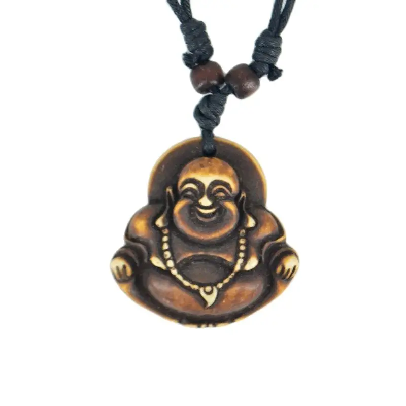 Maitreya Buddha Buddhism Resin Carving Pendant Necklaces Amulet Lucky Gift Fashion Religious Jewelry