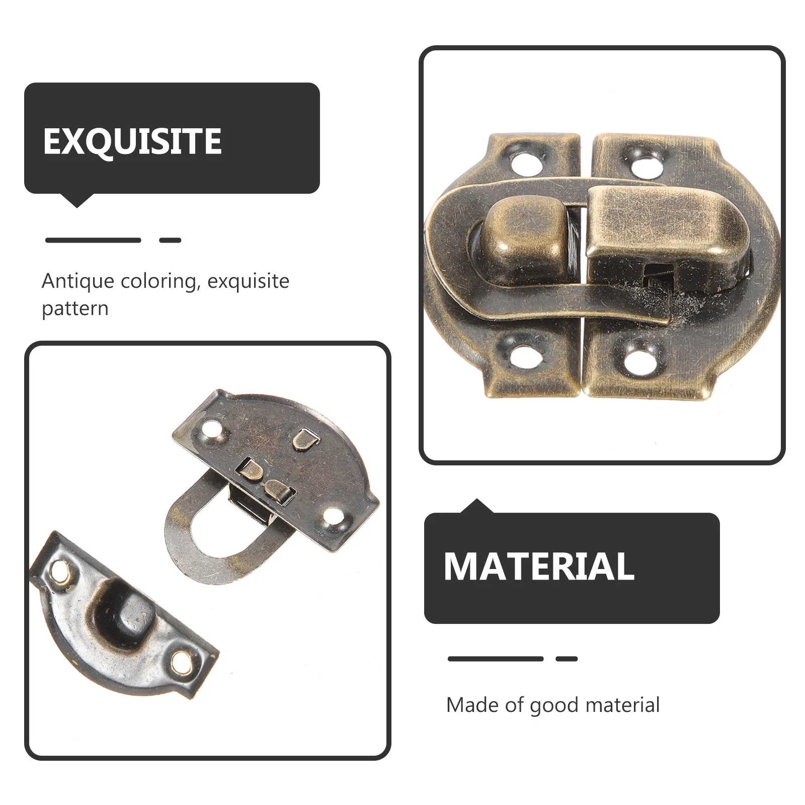 

10Pcs Wooden Box Latch Heavy Duty Steel Finish Jewelry Box Closure for Vintage Gift Wine Chest Decorative Hook Lock