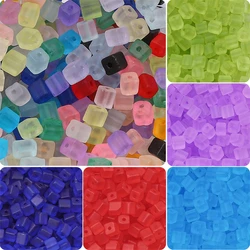 50pcs/bag 5x5mm Square Shaped Frosted Glass Seed Beads Imitation Sugar Cube Loose Beads For Jewelry Making DIY Necklace Bracelet