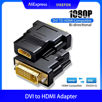 VIKEFON DVI to HDMI Adapter DVI 24+1 to HDMI Plated Plug DVI Male to HDMI-compatible Video Converter for PC HD TV Projector