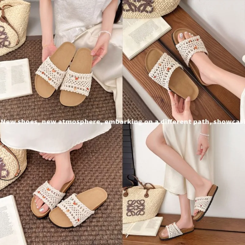 Large Size Slippers for Women in The Summer of 2026, Simple and Casual, Flower Hollowed Out Women's Slope Heel Slippers