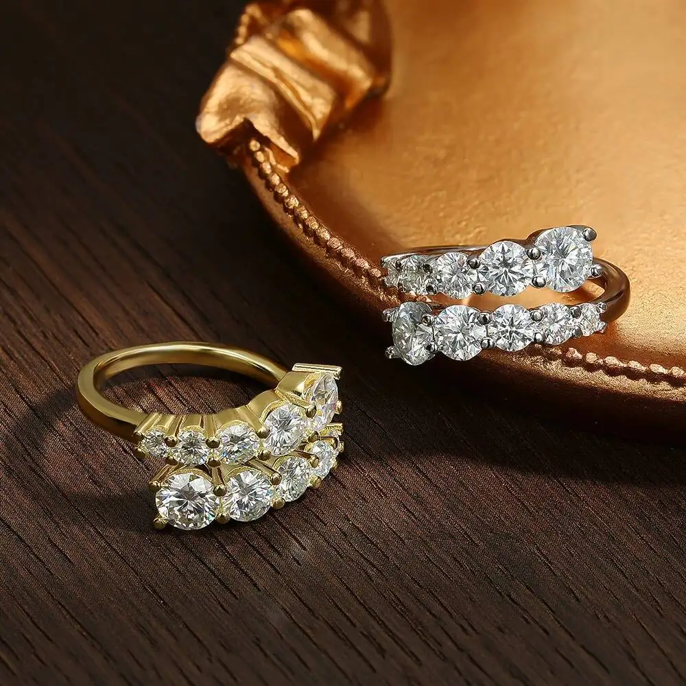 JoiasHome Moissanit-Ringe für Damen, funkelnder Diamant-Verlobungs- und Ehering mit GRA 925 Sterlingsilber plattiertem 18K-Ring – Detail 7