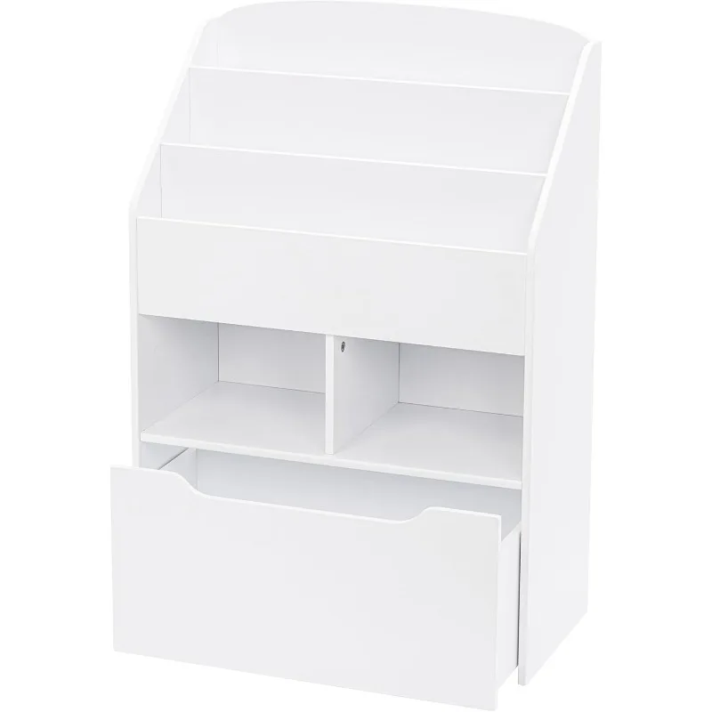 

Bookshelf for Kids, Wooden Book Display, Children Book Rack Bookcase Toybox Combo for Bedroom & Nursery, White