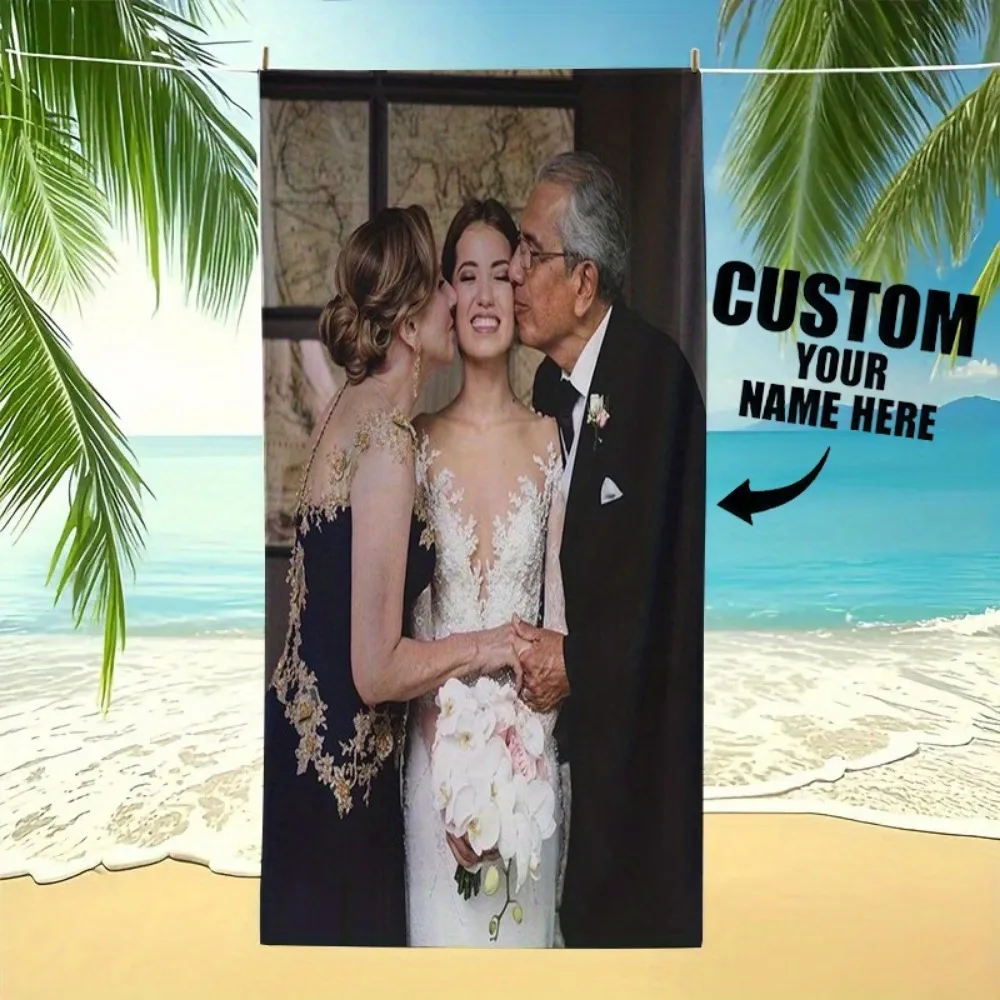 

1PC Personalized Photo Custom Beach Towel, Soft & Quick-Dry, Perfect for Seaside, Pool Bathroom Camping Travel Yoga & Fitness