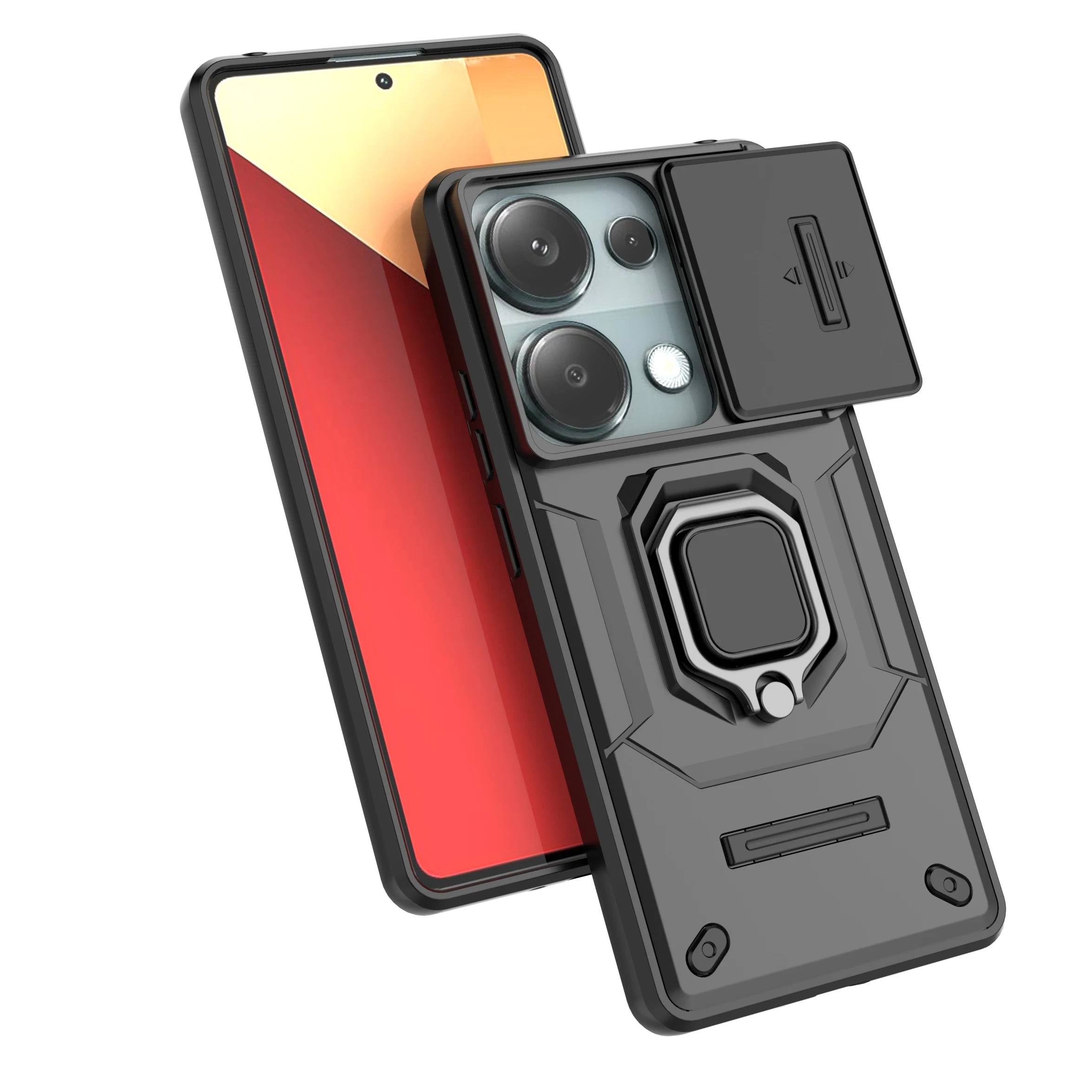 For Redmi note 13 Pro Global Case Slide Windows Cover Redmi note 13 Pro Fundas Battle Ring Holder Case Redmi note 13 Pro 4G