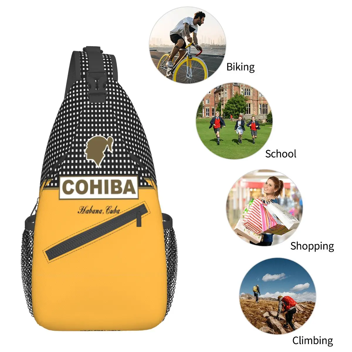 Cohiba Habana Cuba Cigar Crossbody Sling Bag piccola borsa a tracolla zaino Daypack per escursionismo borsa da viaggio all'aperto