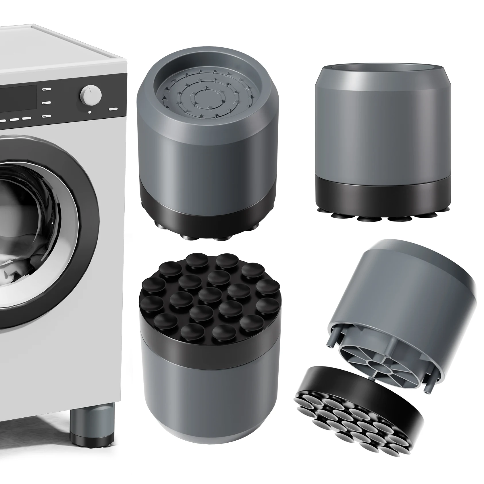Anti vibrations pads für Waschmaschinen mit starker Adsorption Saugnapf halterung Waschmaschine Waschmaschine angehobener Fuß schützt – Detail 9