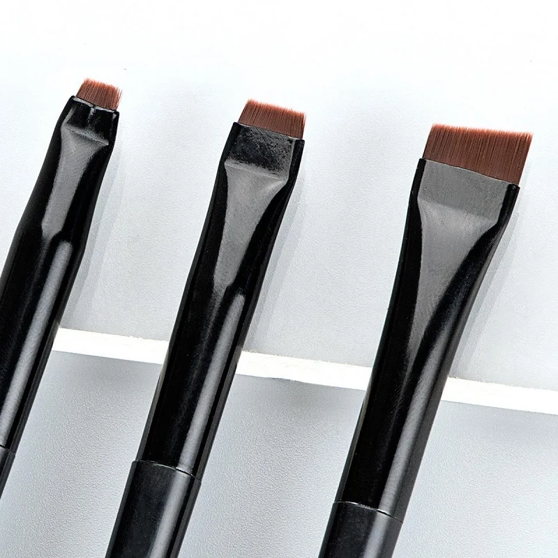Klinge Eyeliner Pinsel Augenbraue Pinsel Tragbare Flache Feine Eye Liner Stirn Kontur Make-Up Pinsel Kosmetische Schönheit Make-Up-Tool 3 teile/satz – Detail 3