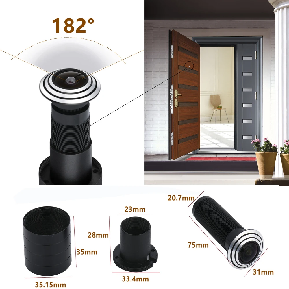 Analog Ahd Door Camera Eye Hole Fisheye 2MP Sensor 1080P cvbs Mini Peephole Fish StarLight 0.1Lux 182 Degrees Surveillance