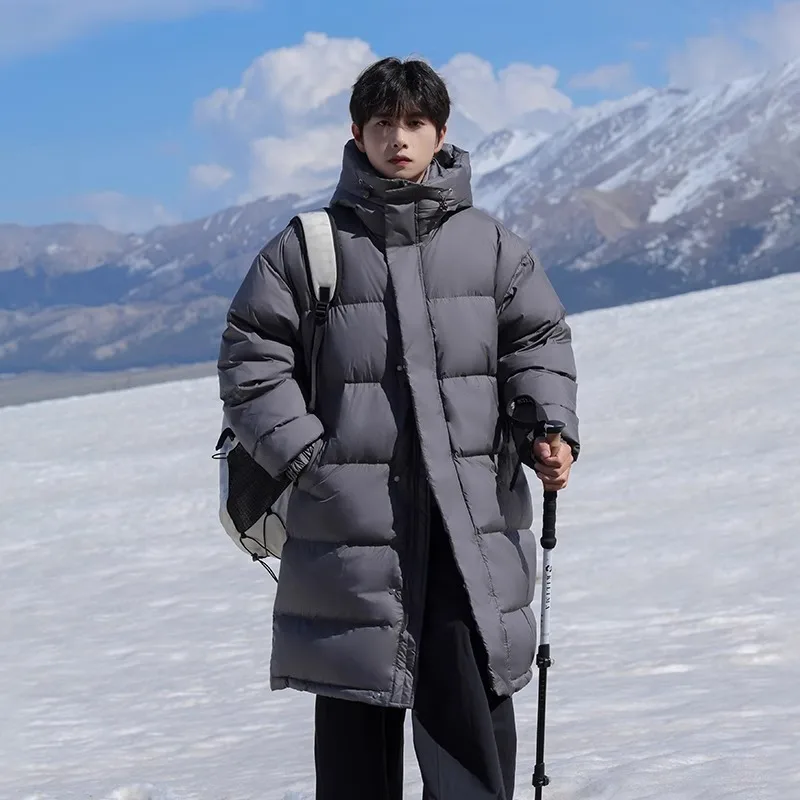 Outcoat Mid-length Down Cotton-padded Jacket for Men New Winter Hooded Cotton-padded Jacket Thickened Warm Outdoor Workwear