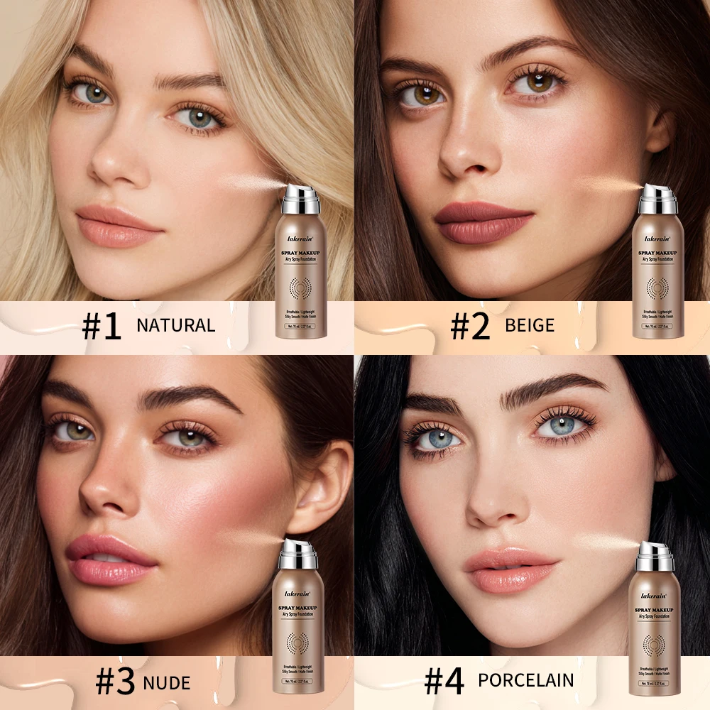 Liquid Foundation Spray With Puff Magic Airbrush Makeup Long Lasting Portable Waterproof Matte Finish Coverage Face Base Makeup