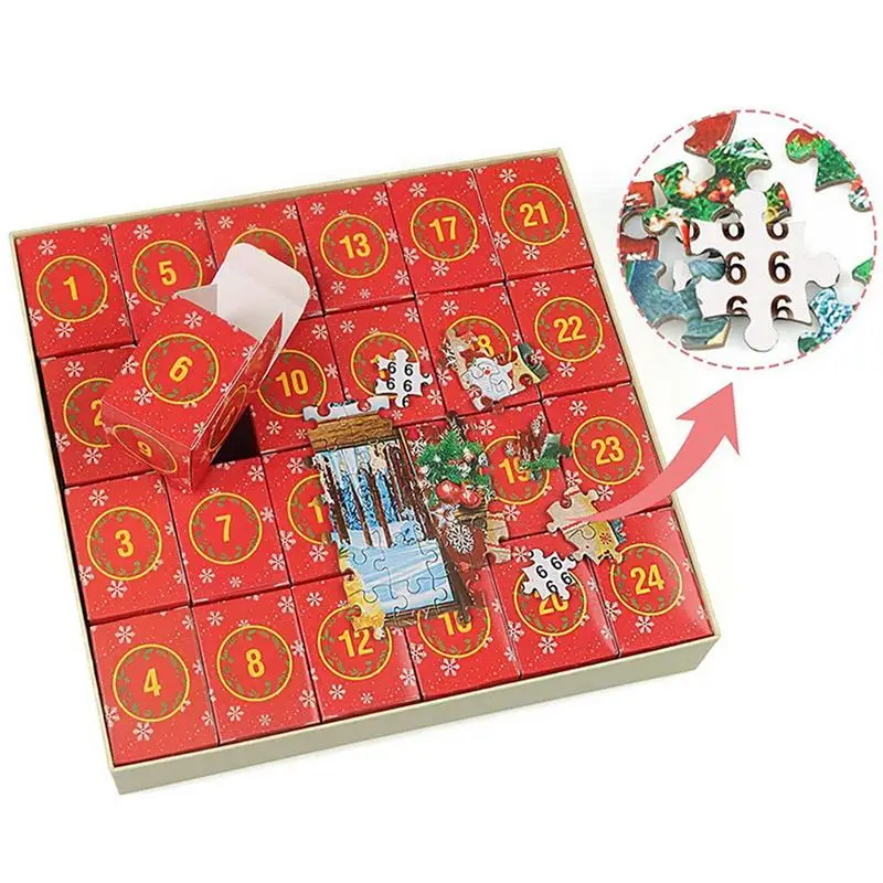 1008 Pieces Christmas Jigsaw Puzzles Advent Calendar 24 Days Countdown Advent Puzzle Surprise Gift Box Christmas Gift For Kids