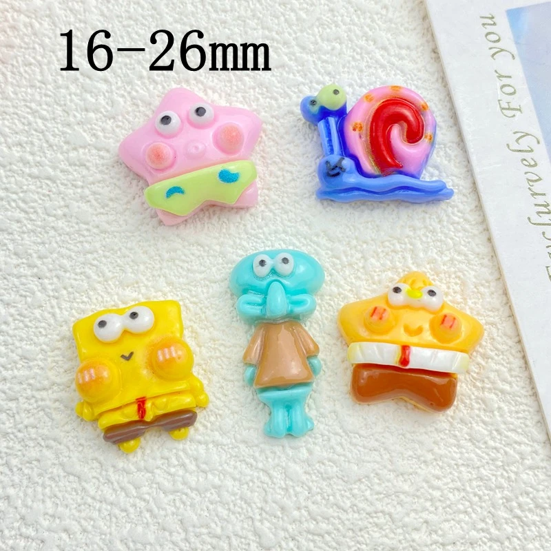 10PCS Resin Colorful Cartoon Starfish, Bread, Crab Scrapbook Flatback 3D food Figurine DIY Decor Crafts